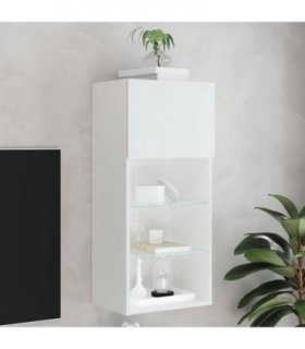 vidaXL TV Cabinet with LED Lights White 40.5x30x90 cm — Size: 40.5 x 30 x 90 cm