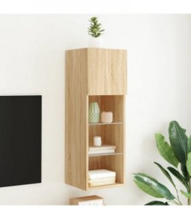 vidaXL TV Cabinet with LED Lights Sonoma Oak 30.5x30x90 cm — Size: 30.5 x 30 x 90 cm