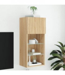 vidaXL TV Cabinet with LED Lights Sonoma Oak 40.5x30x90 cm — Size: 40.5 x 30 x 90 cm