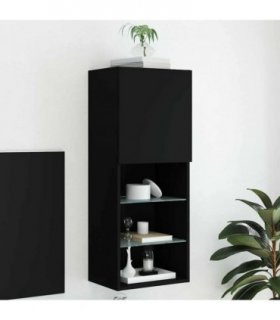 vidaXL TV Cabinet | Black | Engineered wood, glass | Medium | Wall mounting — Size: 40.5 x 30 x 102 cm