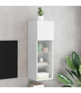 vidaXL TV Cabinet | White | Engineered wood, glass | 30.5x30x90 cm | TV Cabinet — Size: 30.5 x 30 x 90 cm