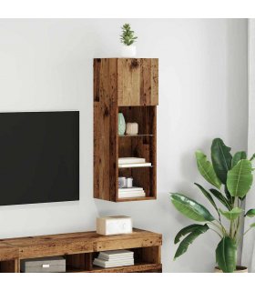 vidaXL Wall-mounted TV Cabinet with LED Old Wood 30.5 x 30 x 90 cm