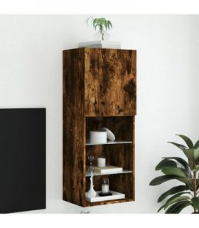 vidaXL TV Cabinet with LED Lights Smoked Oak 40.5x30x102 cm — Size: 40.5 x 30 x 102 cm