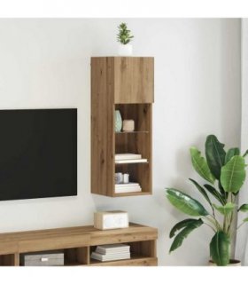 vidaXL Wall-mounted TV Cabinet with LED Artisan Oak 30.5 x 30 x 90 cm