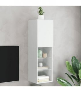 vidaXL TV Cabinet with LED Lights White 30.5x30x102 cm — Size: 30.5 x 30 x 102 cm