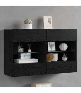 vidaXL TV Wall Cabinet Black Oak 98.5 x 30 x 60.5 cm Engineered Wood