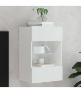 vidaXL TV Wall Cabinet with LED Lights White 40x30x60.5 cm