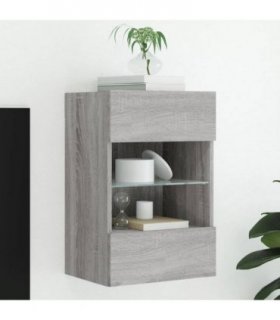 vidaXL TV Wall Cabinet with LED Lights Grey Sonoma 40x30x60.5 cm