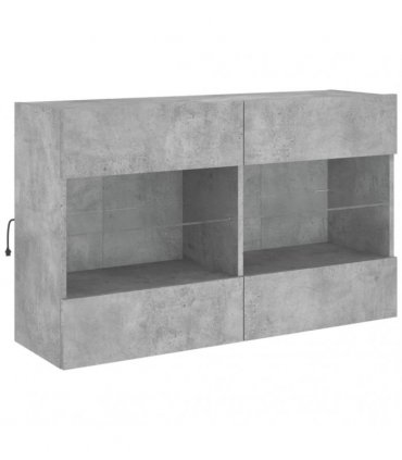 vidaXL TV Wall Cabinet with LED Lights Concrete Grey 98.5x30x60.5 cm