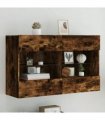 vidaXL TV Wall Cabinet with LED Lights Smoked Oak 98.5x30x60.5 cm