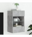 vidaXL TV Wall Cabinet with LED Lights Concrete Grey 40x30x60.5 cm