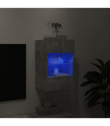 vidaXL TV Wall Cabinet with LED Lights Concrete Grey 40x30x60.5 cm
