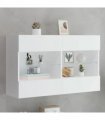 vidaXL TV Wall Cabinet with LED Lights White 98.5x30x60.5 cm
