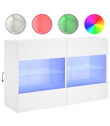 vidaXL TV Wall Cabinet with LED Lights White 98.5x30x60.5 cm