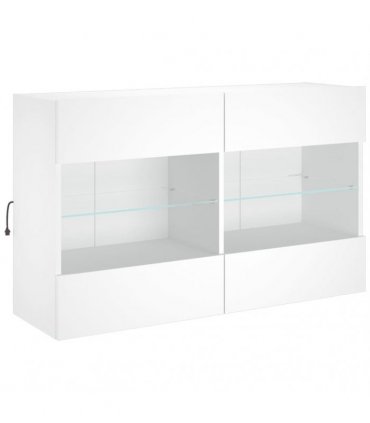 vidaXL TV Wall Cabinet with LED Lights White 98.5x30x60.5 cm