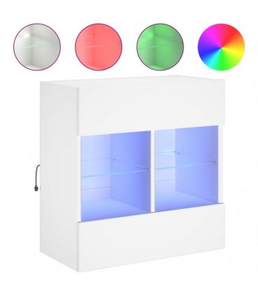 vidaXL TV Wall Cabinet with LED Lights White 58.5x30x60.5 cm