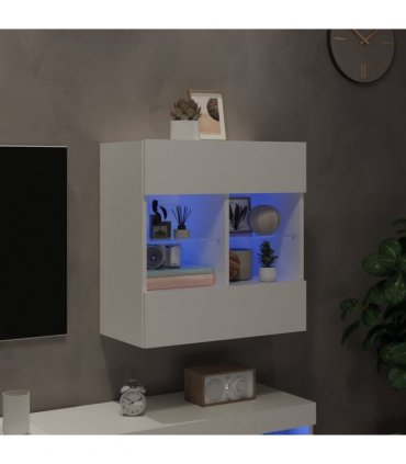 vidaXL TV Wall Cabinet with LED Lights White 58.5x30x60.5 cm