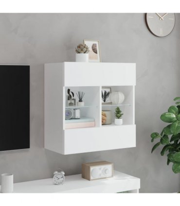vidaXL TV Wall Cabinet with LED Lights White 58.5x30x60.5 cm