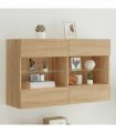 vidaXL TV Wall Cabinet with LED Lights Sonoma Oak 98.5x30x60.5 cm