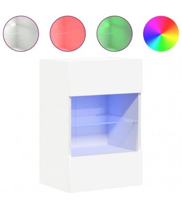 vidaXL Wall Cabinets with LED Lights for TV 2 pcs White 40x30x60.5 cm
