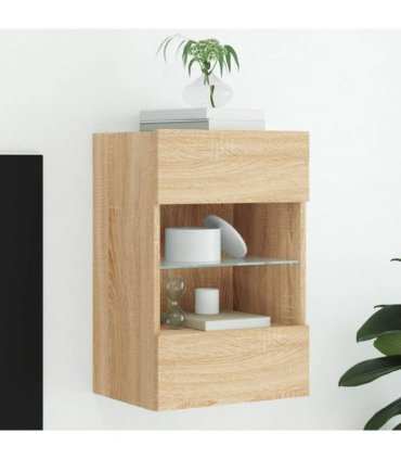 vidaXL TV Wall Cabinet with LED Lights Sonoma Oak 40x30x60.5 cm
