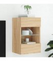 vidaXL TV Wall Cabinet with LED Lights Sonoma Oak 40x30x60.5 cm