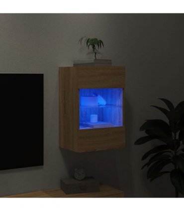 vidaXL TV Wall Cabinet with LED Lights Sonoma Oak 40x30x60.5 cm