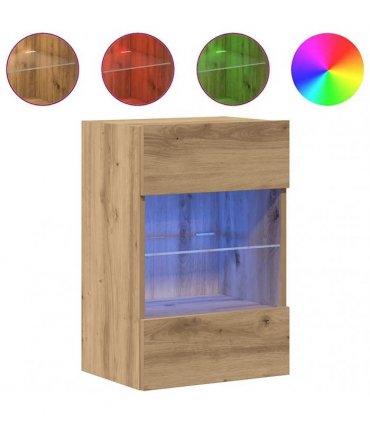 vidaXL Wall Cabinets with LED Lights for TV 2 pcs Artisan Oak 40x30x60,5 cm
