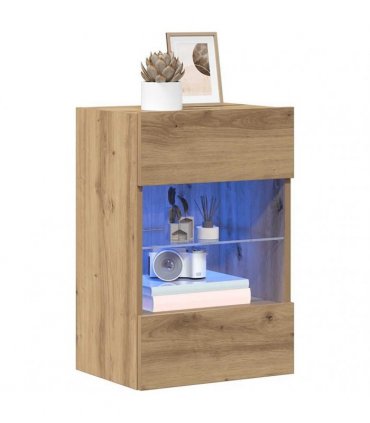 vidaXL Wall Cabinets with LED Lights for TV 2 pcs Artisan Oak 40x30x60,5 cm