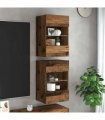 vidaXL Wall Cabinets with LED Lights for TV 2 pcs Old Wood 40x30x60,5 cm