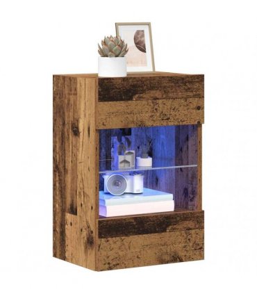 vidaXL Wall Cabinets with LED Lights for TV 2 pcs Old Wood 40x30x60,5 cm