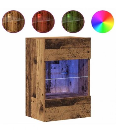 vidaXL Wall Cabinets with LED Lights for TV 2 pcs Old Wood 40x30x60,5 cm