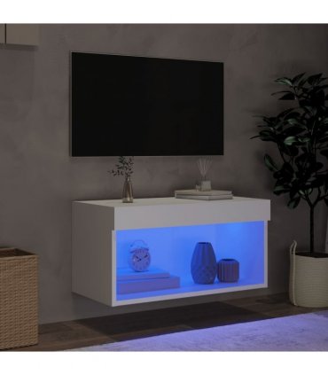 vidaXL TV Cabinet with LED Lights White 60x30x30 cm