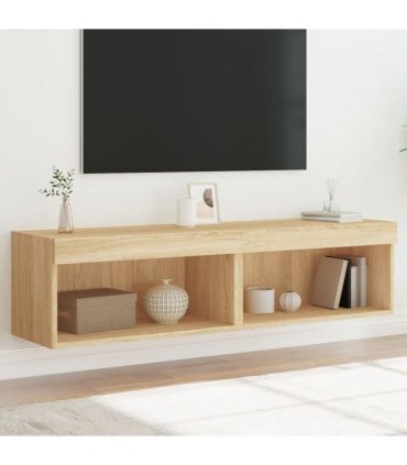vidaXL TV Cabinets with LED Lights 2 pcs Sonoma Oak 60x30x30 cm