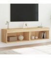 vidaXL TV Cabinets with LED Lights 2 pcs Sonoma Oak 60x30x30 cm
