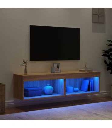 vidaXL TV Cabinets with LED Lights 2 pcs Sonoma Oak 60x30x30 cm