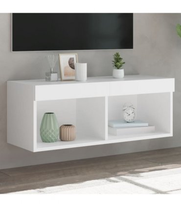 vidaXL TV Cabinet with LED Lights White 80x30x30 cm
