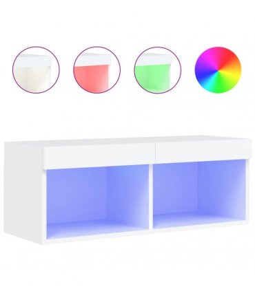vidaXL TV Cabinet with LED Lights White 80x30x30 cm