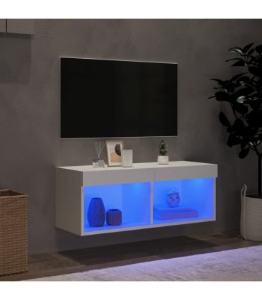 vidaXL TV Cabinet with LED Lights White 80x30x30 cm