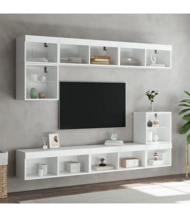 vidaXL TV Cabinet with LED Lights White 80x30x30 cm