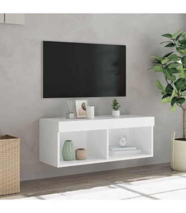 vidaXL TV Cabinet with LED Lights White 80x30x30 cm