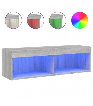 vidaXL TV Cabinet with LED Lights Grey Sonoma 100x30x30 cm