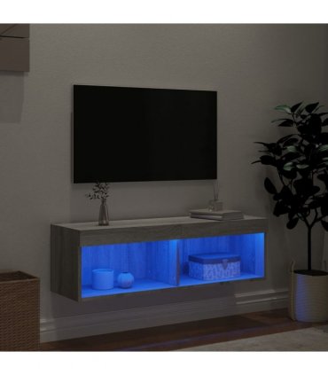 vidaXL TV Cabinet with LED Lights Grey Sonoma 100x30x30 cm