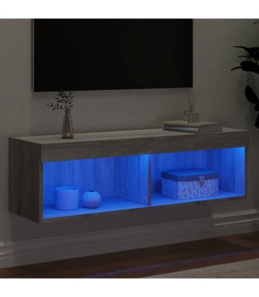 vidaXL TV Cabinet with LED Lights Grey Sonoma 100x30x30 cm