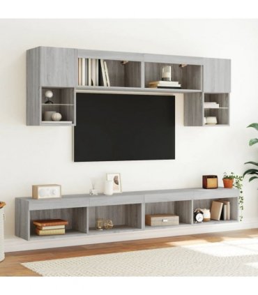 vidaXL TV Cabinet with LED Lights Grey Sonoma 100x30x30 cm