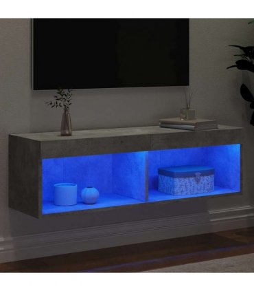 vidaXL TV Cabinet with LED Lights Concrete Grey 100x30x30 cm