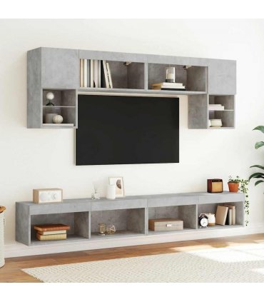 vidaXL TV Cabinet with LED Lights Concrete Grey 100x30x30 cm