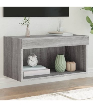 vidaXL TV Cabinet with LED Lights Grey Sonoma 60x30x30 cm