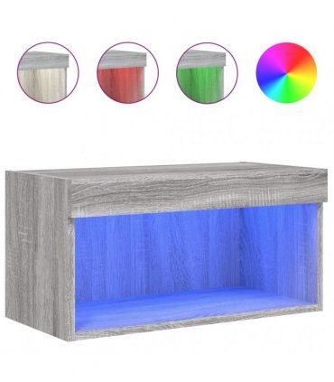 vidaXL TV Cabinet with LED Lights Grey Sonoma 60x30x30 cm