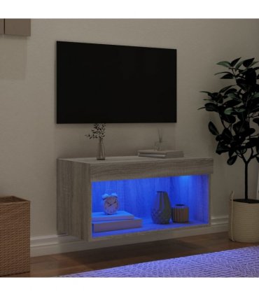 vidaXL TV Cabinet with LED Lights Grey Sonoma 60x30x30 cm